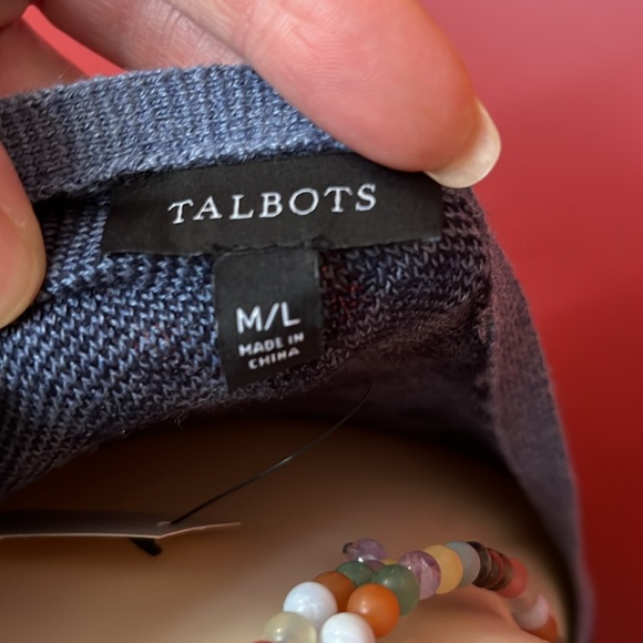 New Talbots M/L blue animal print poncho - Picture 8 of 13